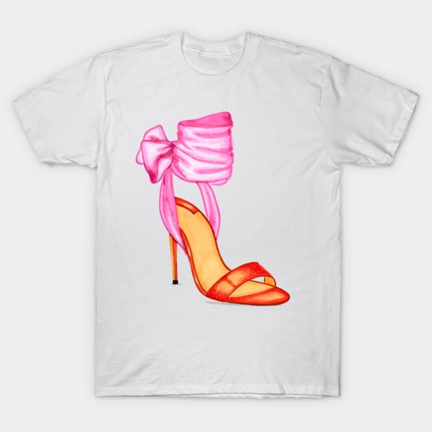 Pink Orange Women's Open Toe Heels T-Shirt by Svetlana Pelin